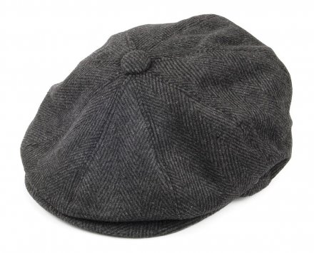 Flat cap - Jaxon Herringbone Newsboy Cap (dark grey)
