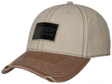 Caps - Stetson Baseball Cap Leather Patch Vintage Distressed (brown)
