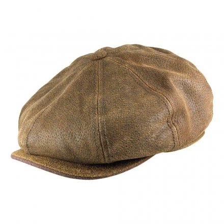Flat cap - Stetson Burney Leather Flat Cap (brown)
