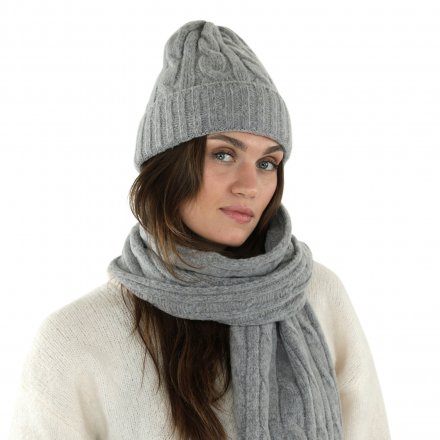 Scarves - Gårda Sölden Cable Knit Wool Mix Scarf (grey)