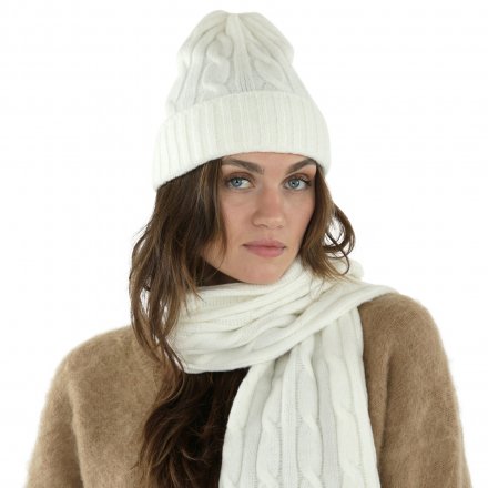 Scarves - Gårda Sölden Cable Knit Wool Mix Scarf (white)