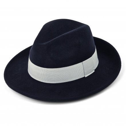 Hats - Gårda Volterra Fedora Wool Hat (navy/off white)