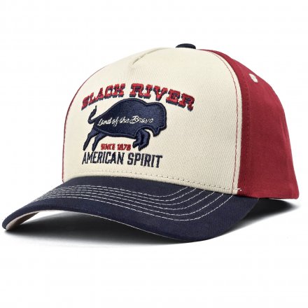Cap - Black River Buffalo Cotton Cap (cream/red/blue)
