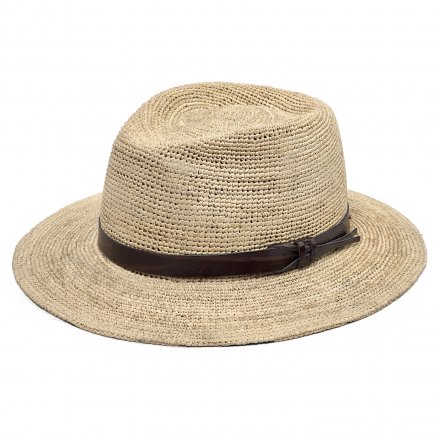 Straw Hat - Gårda Funchal Raffia Fedora (light natural/dark brown)