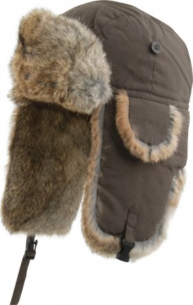 Winter Hat - MJM Trapper Hat Taslan with Rabbit Fur (Brown)