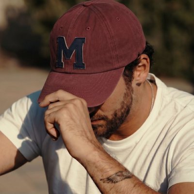 Cap - Gårda Letter Cap 'M' (burgundy/blue)