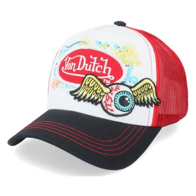 Cap - Von Dutch Oval Patch Flying Eye Trucker (red/white/black)