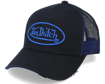 Cap - Von Dutch Distressed Oval Patch Trucker (black/blue)