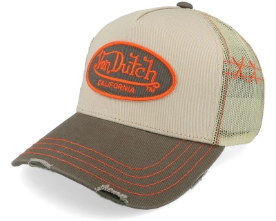 Cap - Von Dutch Distressed Oval Patch Trucker (beige/brown)