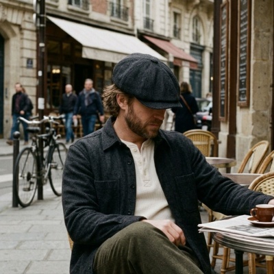 Flat cap - Gårda Aberdour Newsboy (black/grey)