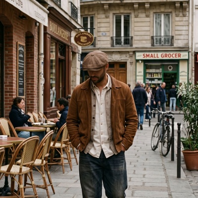 Flat cap - Gårda Vero Linen Newsboy Cap (brown)
