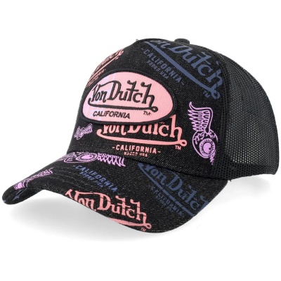 Cap - Von Dutch Oval Patch Text Print Trucker (black)