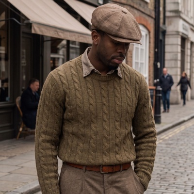 Flat cap - Gårda Vero Linen Newsboy Cap (brown)