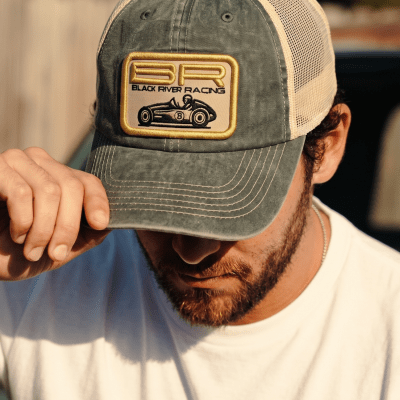 Cap - Black River Racer Washed Trucker (dark green/cream)