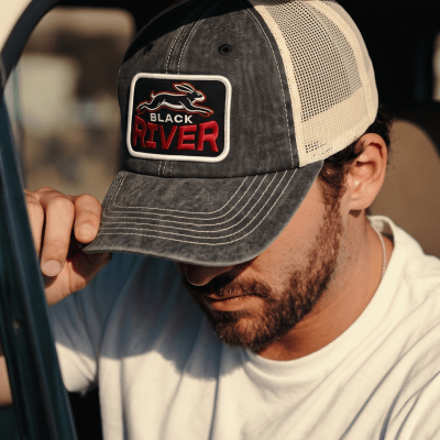 Cap - Black River Hare Washed Trucker (black/cream)