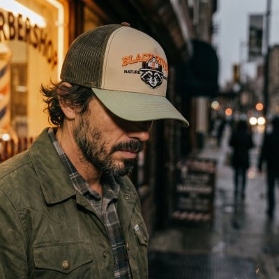 Cap - Black River Racoon Trucker (beige/green)