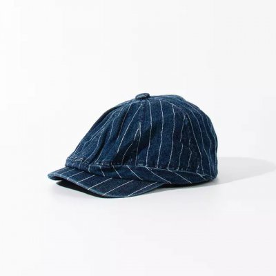 Flat Cap - Gårda Dutton Vintage Striped Newsboy Cap (blue)