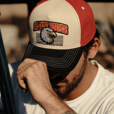 Cap - Black River Falcon Cotton Cap (cream/red/black)