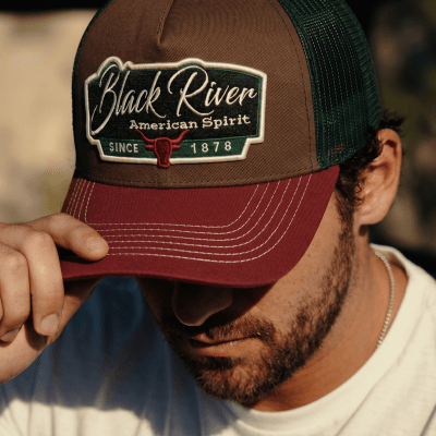 Cap - Black River Outlaw Trucker (brown/green/red)