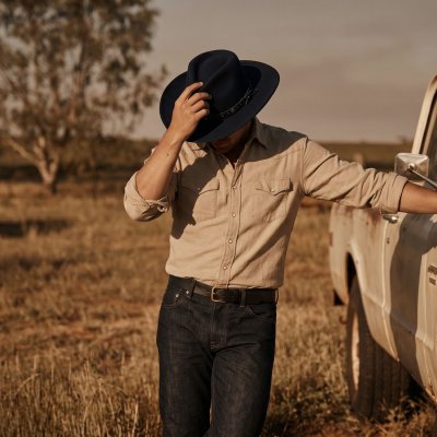 Hats - Gårda Bowmont Crushable Wool felt Western hat (blue)