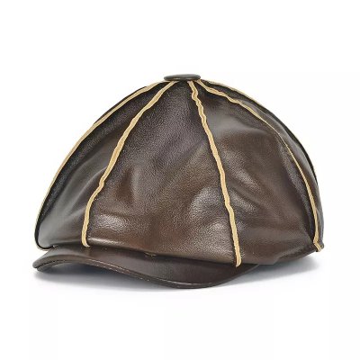 Flat cap - Gårda Dalwood Leather Cap (brown)