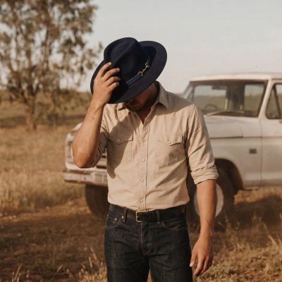 Hats - Gårda Braga Wool felt Fedora (navy)