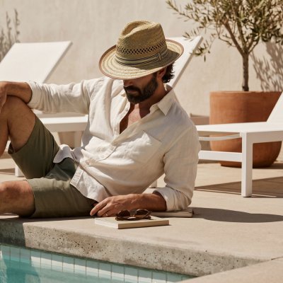 Straw Hat - Gårda Agulo Natural Straw Trilby (natural/cream)