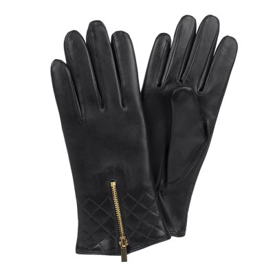 Gloves - HK Women's Hairsheep Leather Glove with Gold Zip (Black)