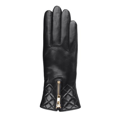 Gloves - HK Women's Hairsheep Leather Glove with Gold Zip (Black)