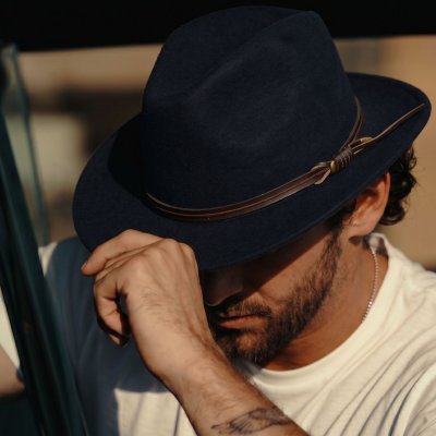 Hats - Gårda Vicenza Crushable Wool felt Fedora (blue)