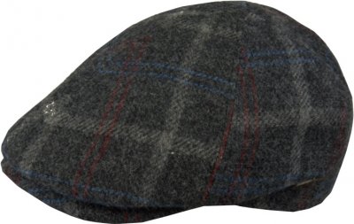 Flat cap - MJM Broker Wool Overcheck (grey-blue)