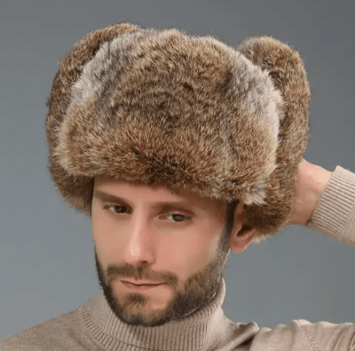 Winter Hat - Trapper Hat with Faux Fur (Brown)