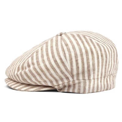 Flat cap - Gårda Barnaby Striped Newsboy (beige)