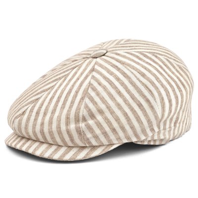 Flat cap - Gårda Barnaby Striped Newsboy (beige)