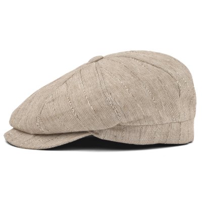 Flat cap - Gårda Crispin Striped Newsboy (beige)