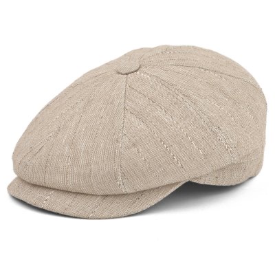 Flat cap - Gårda Crispin Striped Newsboy (beige)