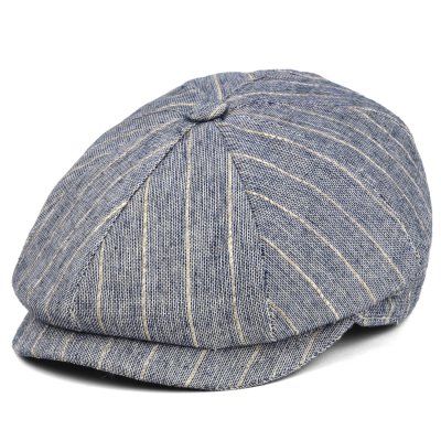 Flat cap - Gårda Crispin Striped Newsboy (blue)