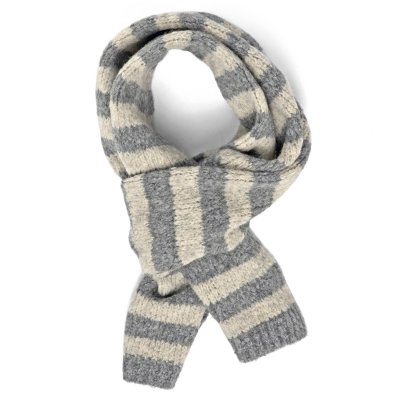 Scarves - Gårda Grindelwald Striped Wool Mix Scarf (beige/grey)