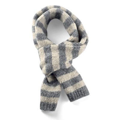 Scarves - Gårda Grindelwald Striped Wool Mix Scarf (beige/grey)