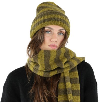 Scarves - Gårda Grindelwald Striped Wool Mix Scarf (green)