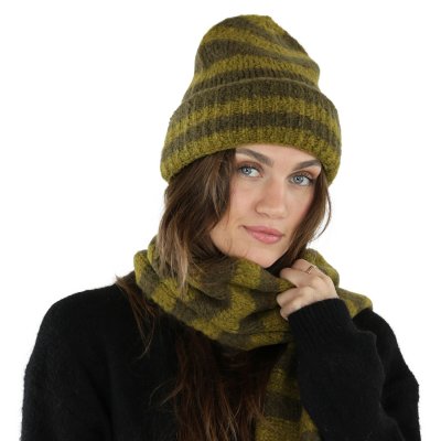 Scarves - Gårda Grindelwald Striped Wool Mix Scarf (green)