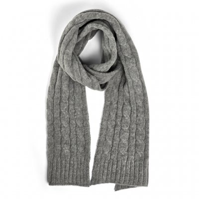 Scarves - Gårda Sölden Cable Knit Wool Mix Scarf (grey)