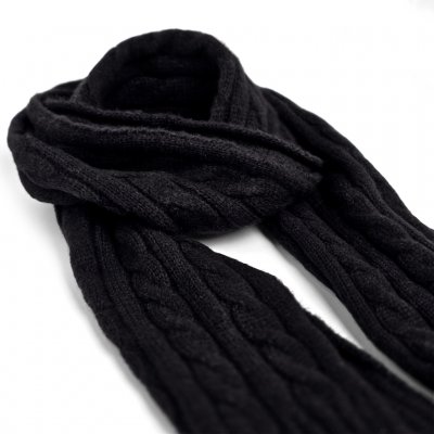 Scarves - Gårda Sölden Cable Knit Wool Mix Scarf (black)