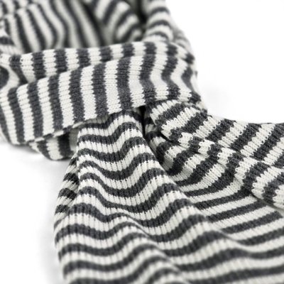 Scarves - Gårda Engelberg Striped Wool Mix Scarf (dark grey/white)