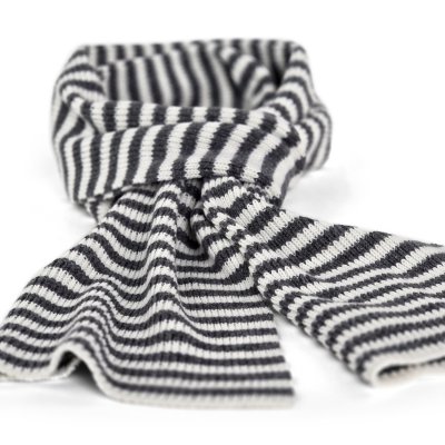 Scarves - Gårda Engelberg Striped Wool Mix Scarf (dark grey/white)