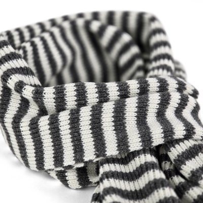 Scarves - Gårda Engelberg Striped Wool Mix Scarf (dark grey/white)