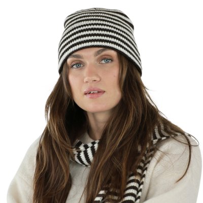 Scarves - Gårda Engelberg Striped Wool Mix Scarf (brown/white)
