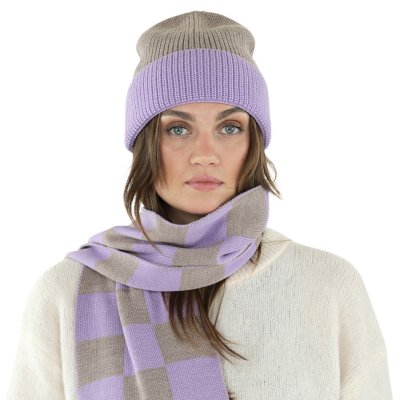 Scarves - Gårda Kitzbühel Merino Wool Check Scarf (purple/beige)