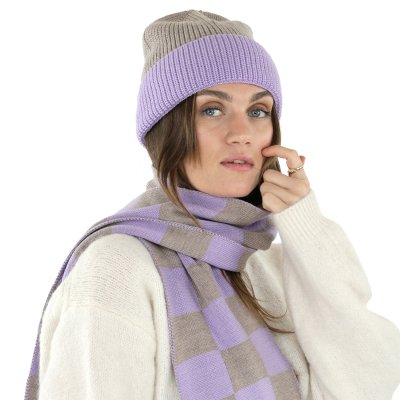 Scarves - Gårda Kitzbühel Merino Wool Check Scarf (purple/beige)