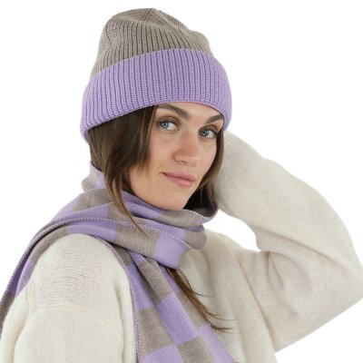 Scarves - Gårda Kitzbühel Merino Wool Check Scarf (purple/beige)